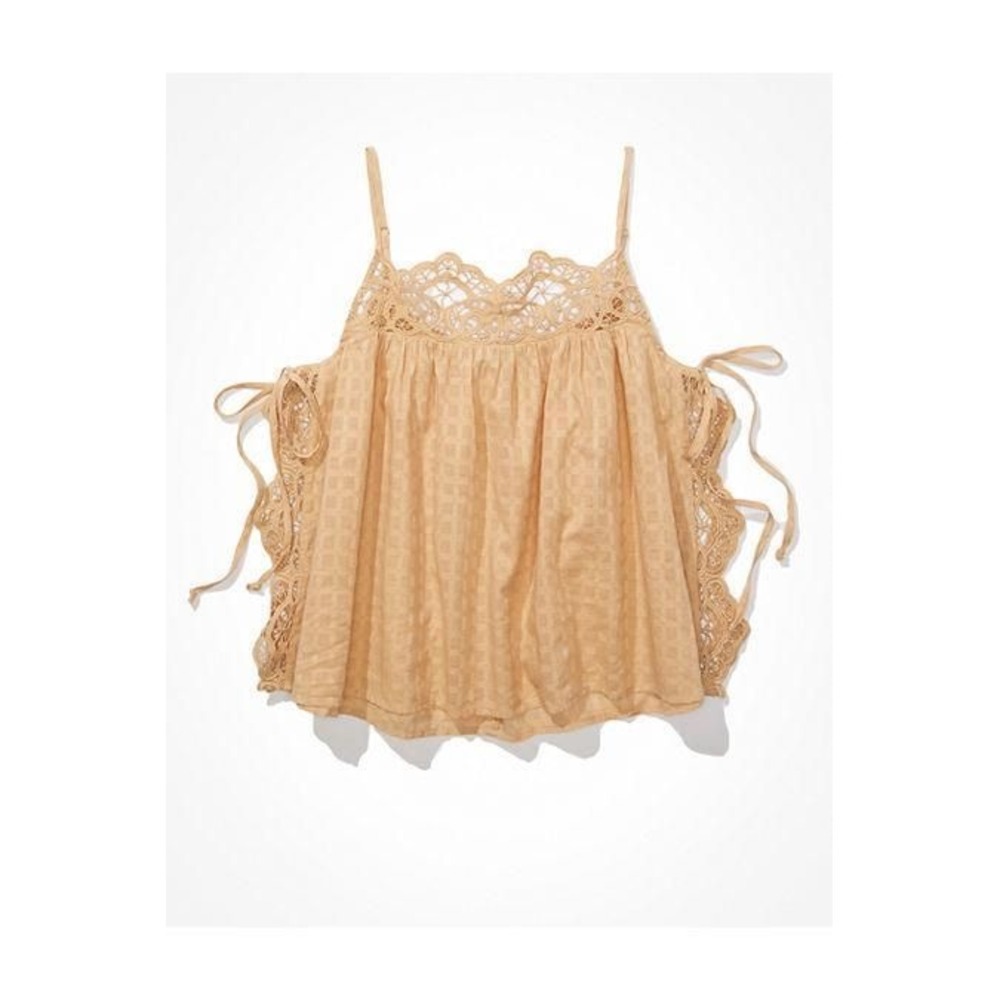 AE Flowy Side-Tie Peach Tank Top Women's Keep It Neutral Size Small NWT